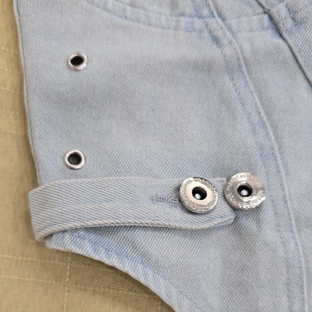 Maniere De Voir Light Blue Denim Corset Tank with Front Zip - Picture 4 of 5